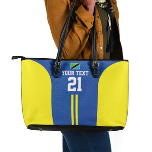 Custom Football African Tanzania Leather Tote Bag Taifa Stars Go Champion - African Pride