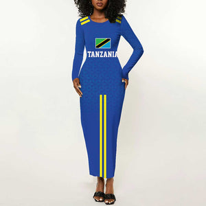 Custom Football African Tanzania Long Sleeve Bodycon Dress Taifa Stars Go Champion - African Pride