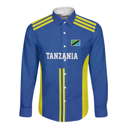 Custom Football African Tanzania Long Sleeve Button Shirt Taifa Stars Go Champion - African Pride