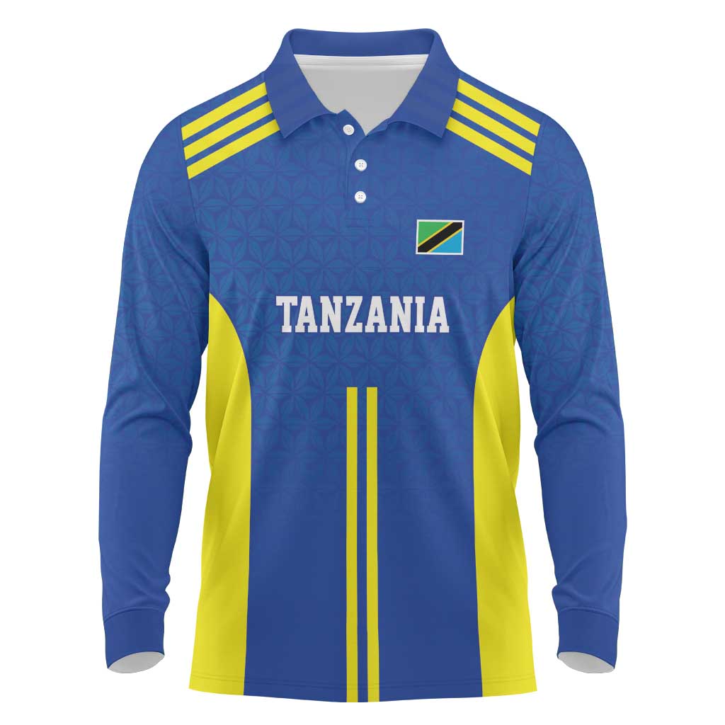 Custom Football African Tanzania Long Sleeve Polo Shirt Taifa Stars Go Champion - African Pride