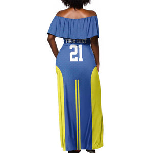 Custom Football African Tanzania Off Shoulder Maxi Dress Taifa Stars Go Champion - African Pride