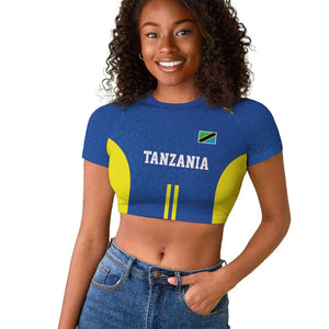 Custom Football African Tanzania Raglan Cropped T shirt Taifa Stars Go Champion - African Pride