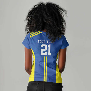 Custom Football African Tanzania Women V-Neck T-Shirt Taifa Stars Go Champion - African Pride