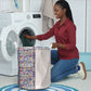 African Ndebele Art Patterns Laundry Basket Beige Half Style