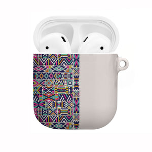 African Ndebele Art Patterns AirPods Case Beige Half Style