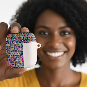 African Ndebele Art Patterns AirPods Case Beige Half Style