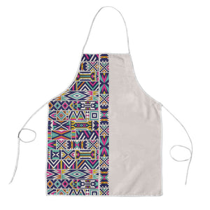 African Ndebele Art Patterns Apron Beige Half Style