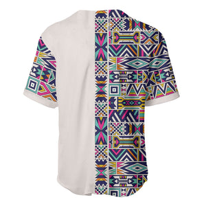 African Ndebele Art Patterns Baseball Jersey Beige Half Style
