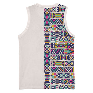African Ndebele Art Patterns Basketball Jersey Beige Half Style