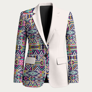 African Ndebele Art Patterns Blazer Beige Half Style