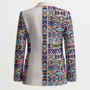 African Ndebele Art Patterns Blazer Beige Half Style