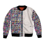 African Ndebele Art Patterns Bomber Jacket Beige Half Style
