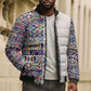 African Ndebele Art Patterns Bomber Puffer Jacket Beige Half Style