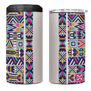 African Ndebele Art Patterns 4 in 1 Can Cooler Tumbler Beige Half Style