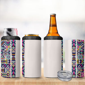African Ndebele Art Patterns 4 in 1 Can Cooler Tumbler Beige Half Style