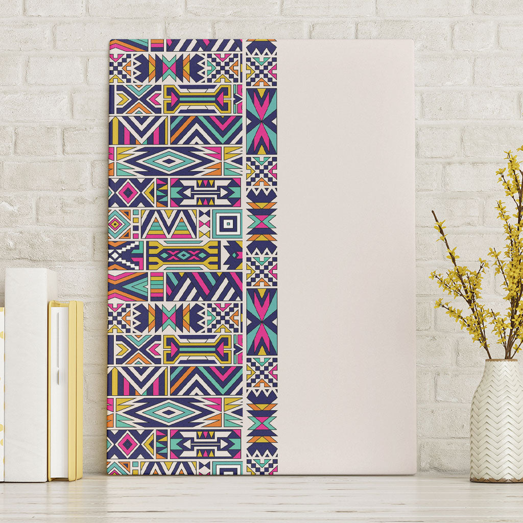 African Ndebele Art Patterns Canvas Wall Art Beige Half Style
