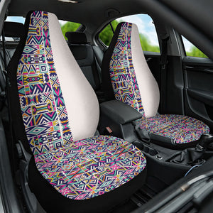 African Ndebele Art Patterns Car Seat Cover Beige Half Style
