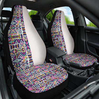 African Ndebele Art Patterns Car Seat Cover Beige Half Style