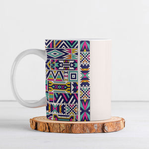 African Ndebele Art Patterns Ceramic Mug Beige Half Style