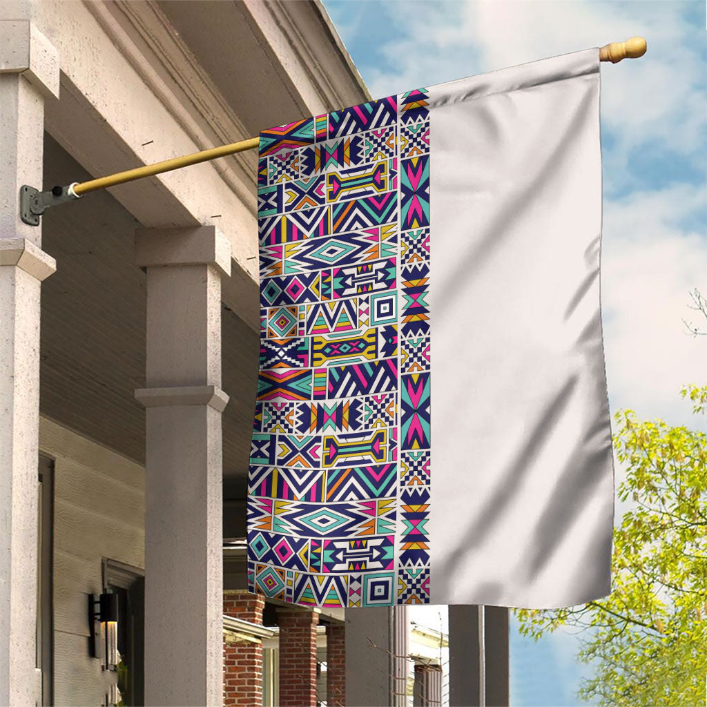 African Ndebele Art Patterns Garden Flag Beige Half Style