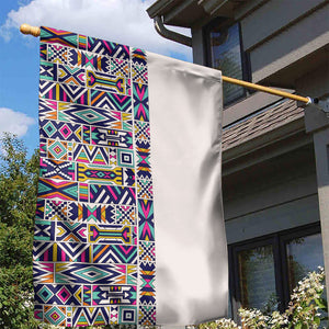 African Ndebele Art Patterns Garden Flag Beige Half Style