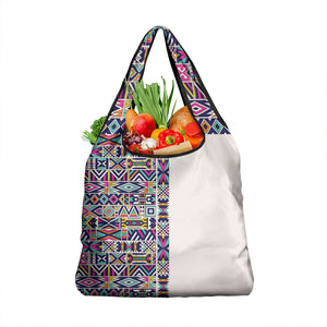 African Ndebele Art Patterns Grocery Bag Beige Half Style
