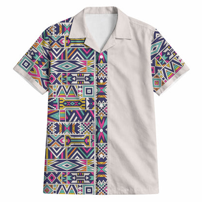 African Ndebele Art Patterns Hawaiian Shirt Beige Half Style