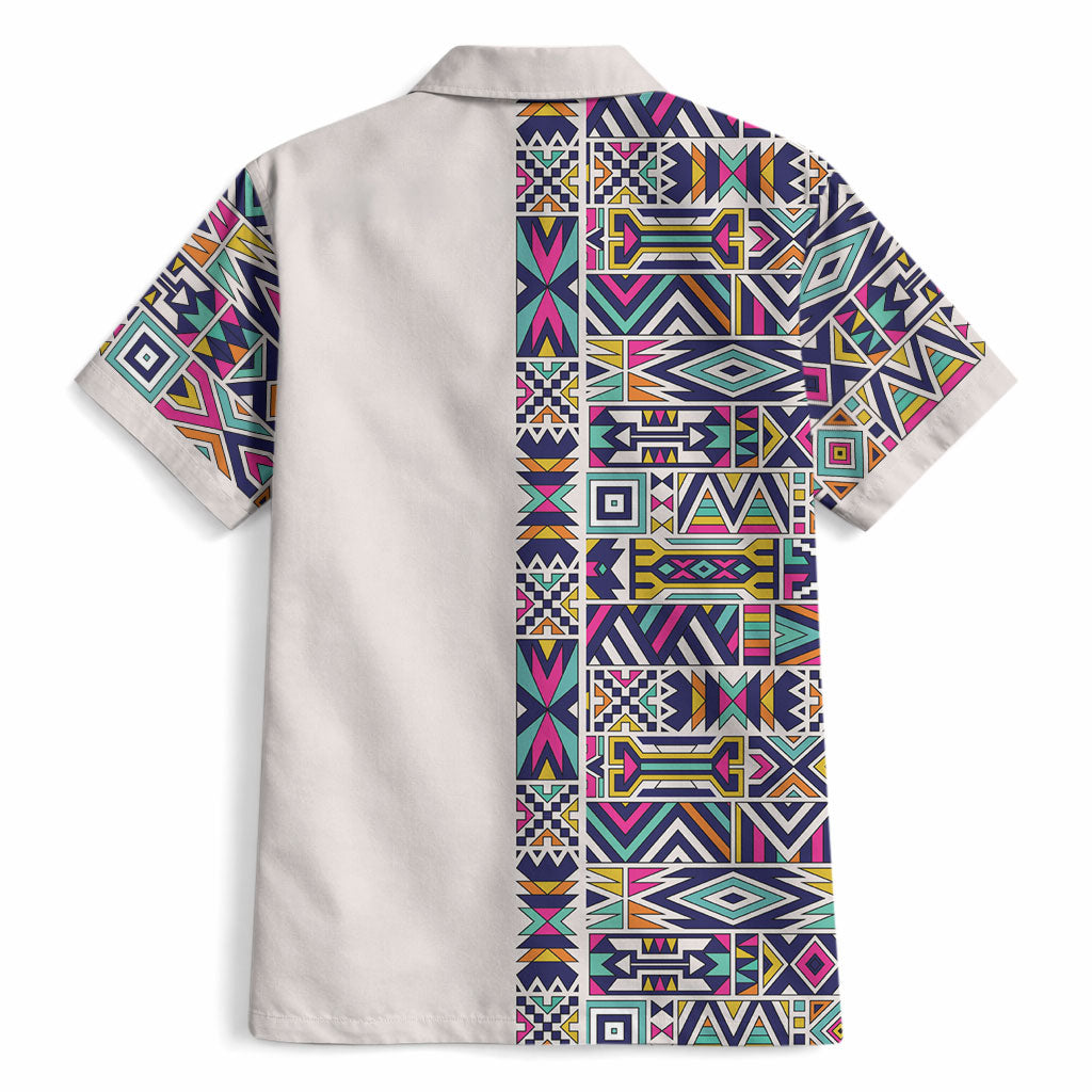 African Ndebele Art Patterns Hawaiian Shirt Beige Half Style