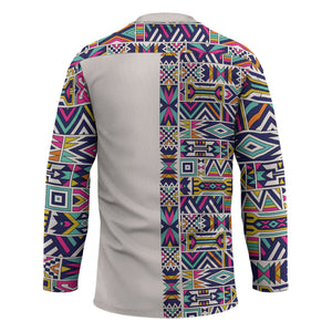 African Ndebele Art Patterns Hockey Jersey Beige Half Style