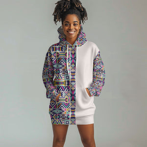 African Ndebele Art Patterns Hoodie Dress Beige Half Style