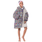 African Ndebele Art Patterns Kid Wearable Blanket Hoodie Beige Half Style