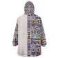 African Ndebele Art Patterns Kid Wearable Blanket Hoodie Beige Half Style