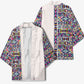 African Ndebele Art Patterns Kimono Beige Half Style