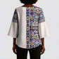 African Ndebele Art Patterns Kimono Sleeve Blouse Beige Half Style