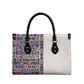 African Ndebele Art Patterns Leather Bag Beige Half Style