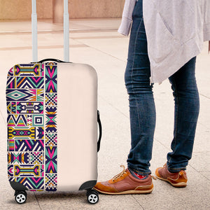 African Ndebele Art Patterns Luggage Cover Beige Half Style