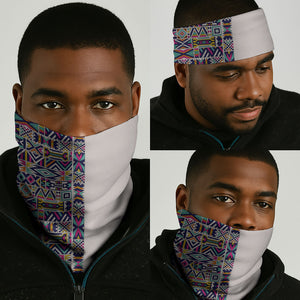 African Ndebele Art Patterns Neck Gaiter Beige Half Style