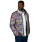 African Ndebele Art Patterns Padded Jacket Beige Half Style