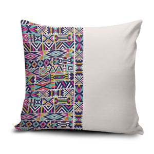 African Ndebele Art Patterns Pillow Cover Beige Half Style