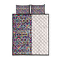 African Ndebele Art Patterns Quilt Bed Set Beige Half Style