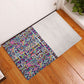 African Ndebele Art Patterns Rubber Doormat Beige Half Style
