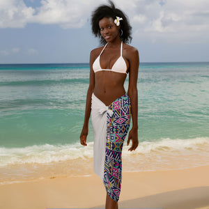 African Ndebele Art Patterns Sarong Beige Half Style