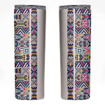 African Ndebele Art Patterns Skinny Tumbler Beige Half Style