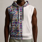 African Ndebele Art Patterns Sleeveless Hoodie Beige Half Style