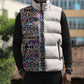 African Ndebele Art Patterns Sleeveless Puffer Jacket Beige Half Style