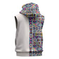 African Ndebele Art Patterns Sleeveless Zip Hoodie Beige Half Style