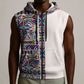African Ndebele Art Patterns Sleeveless Zip Hoodie Beige Half Style