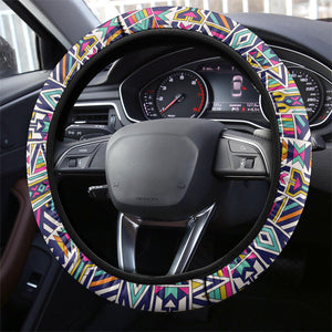 African Ndebele Art Patterns Steering Wheel Cover Beige Half Style