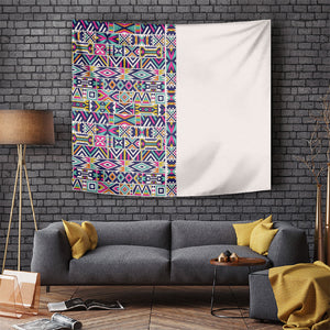 African Ndebele Art Patterns Tapestry Beige Half Style
