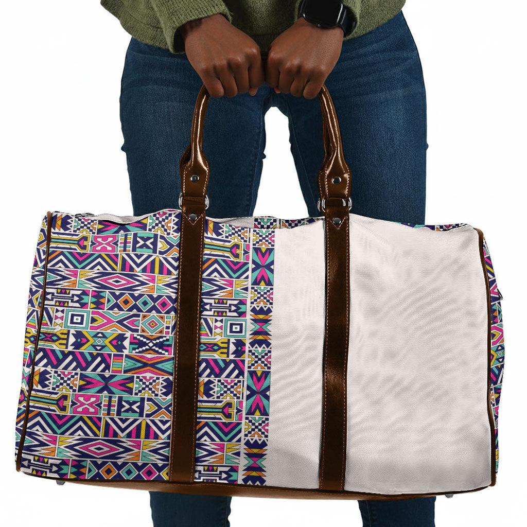 African Ndebele Art Patterns Travel Bag Beige Half Style